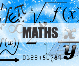 Mathematical symbols scattered on a blue background symbolizing best maths home tuition in delhi & ncr