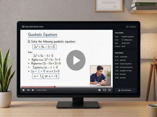 Recorded online tutoring class with digital lesson notes for easy revision, homework tracking, and continued learning.