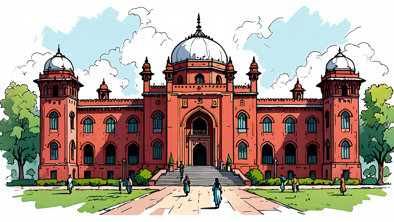 A colorful outline sketch of Delhi University(North Campus) symbolizing best home tutor in north delhi